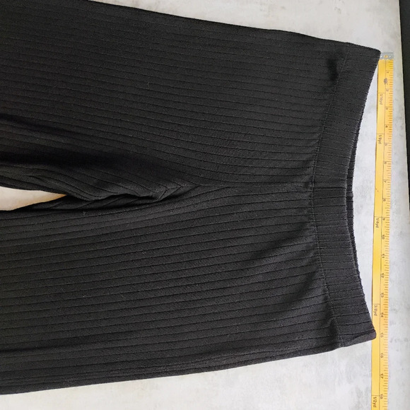Vince Ribbed Cotton Blend Wide Leg Pants Womens Large Black Crop Minimalist - Picture 15 of 16
